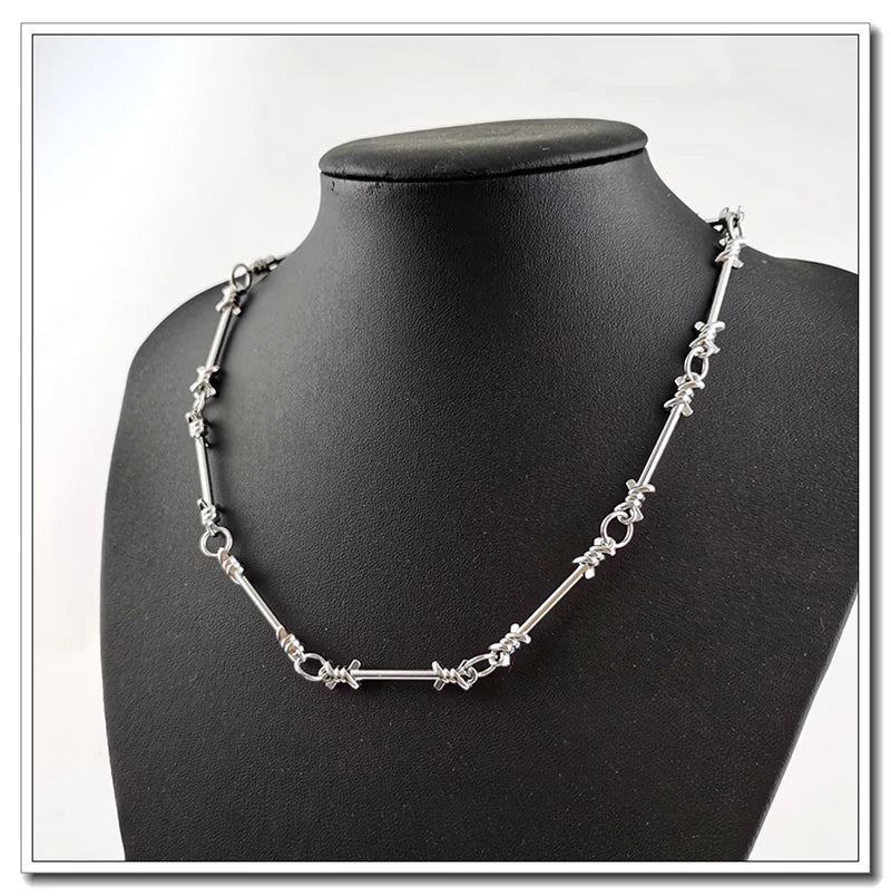 Wire Thorns Iron Unisex Necklaces Women Hip-hop Gothic Punk Style Barbed Wire Small Thorn Chain Collar Choker Jewelry Gift