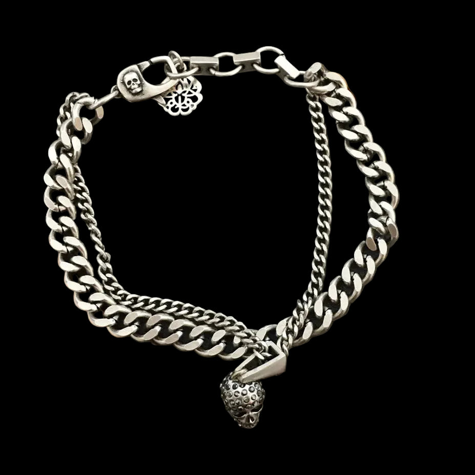 New Skull Double Layer Bracelet With Men's And Women's High End Personalized Punk Style chain
