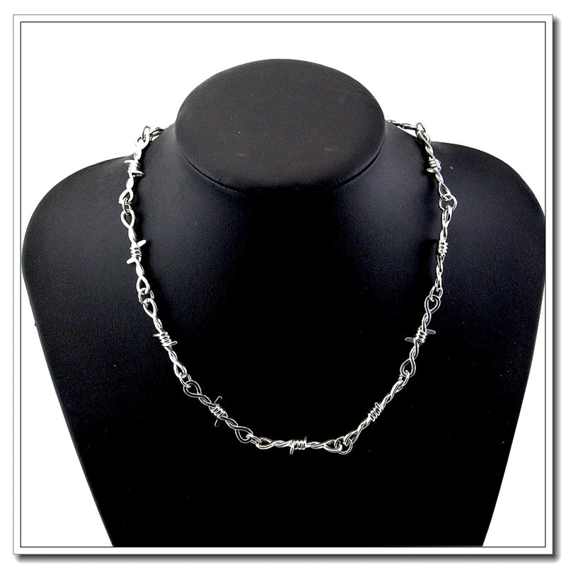 Wire Thorns Iron Unisex Necklaces Women Hip-hop Gothic Punk Style Barbed Wire Small Thorn Chain Collar Choker Jewelry Gift