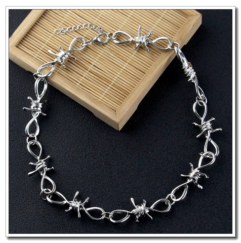 Wire Thorns Iron Unisex Necklaces Women Hip-hop Gothic Punk Style Barbed Wire Small Thorn Chain Collar Choker Jewelry Gift