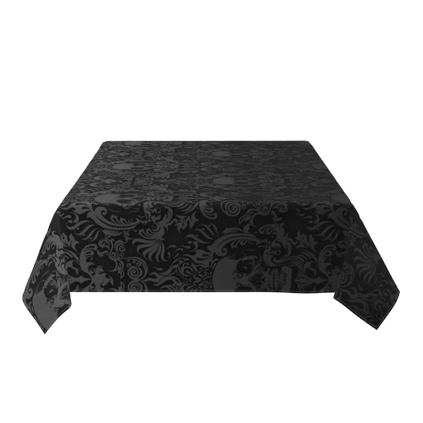 Gothic Skull Flower Black Rectangle Tablecloth Washable Polyester Table Cloth Cover for Kitchen Party Picnic Dining Decor