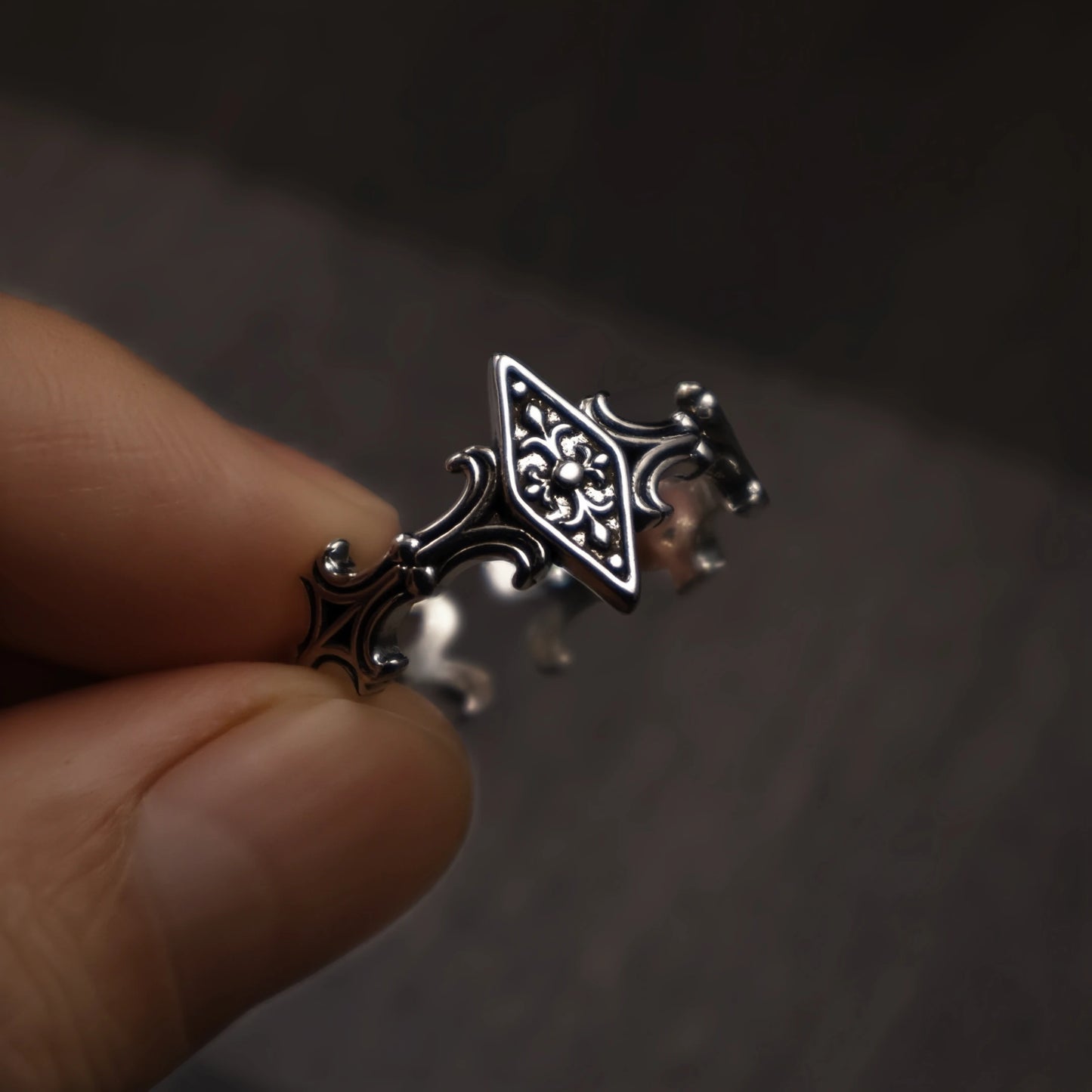 Retro Iris Cross Rhombus Adjustable Open Ring For Men Silver-plated Copper Gothic Punk Edgy Jewelry Unisex Accessories Cool Gift