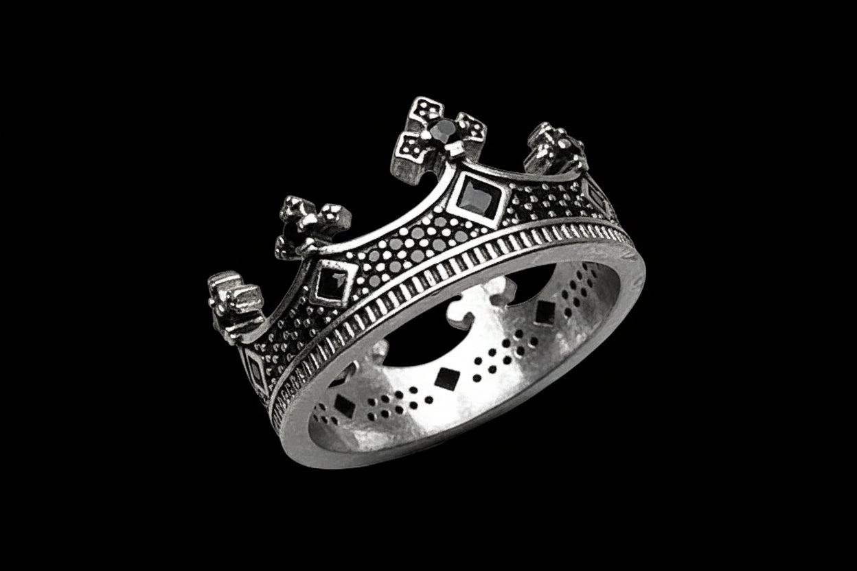 Victorian Crown Ring 925 Sterling Silver Vintage Style Jewellery for Women Men New Kings Pure Silver Gift with Prong Setting