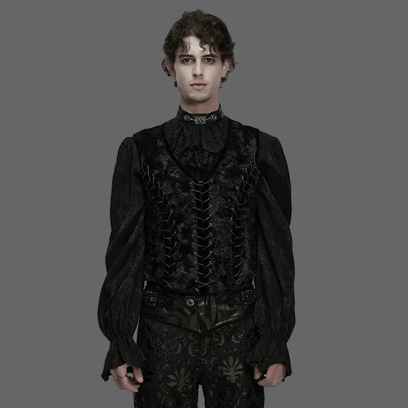 PUNK RAVE Men's Gothic Gorgeous Nobility Gentleman's Luxurious Vest Metal  Eyelet Drawstrings Waistcoat Tops Men Clothing Coven Couture Collective