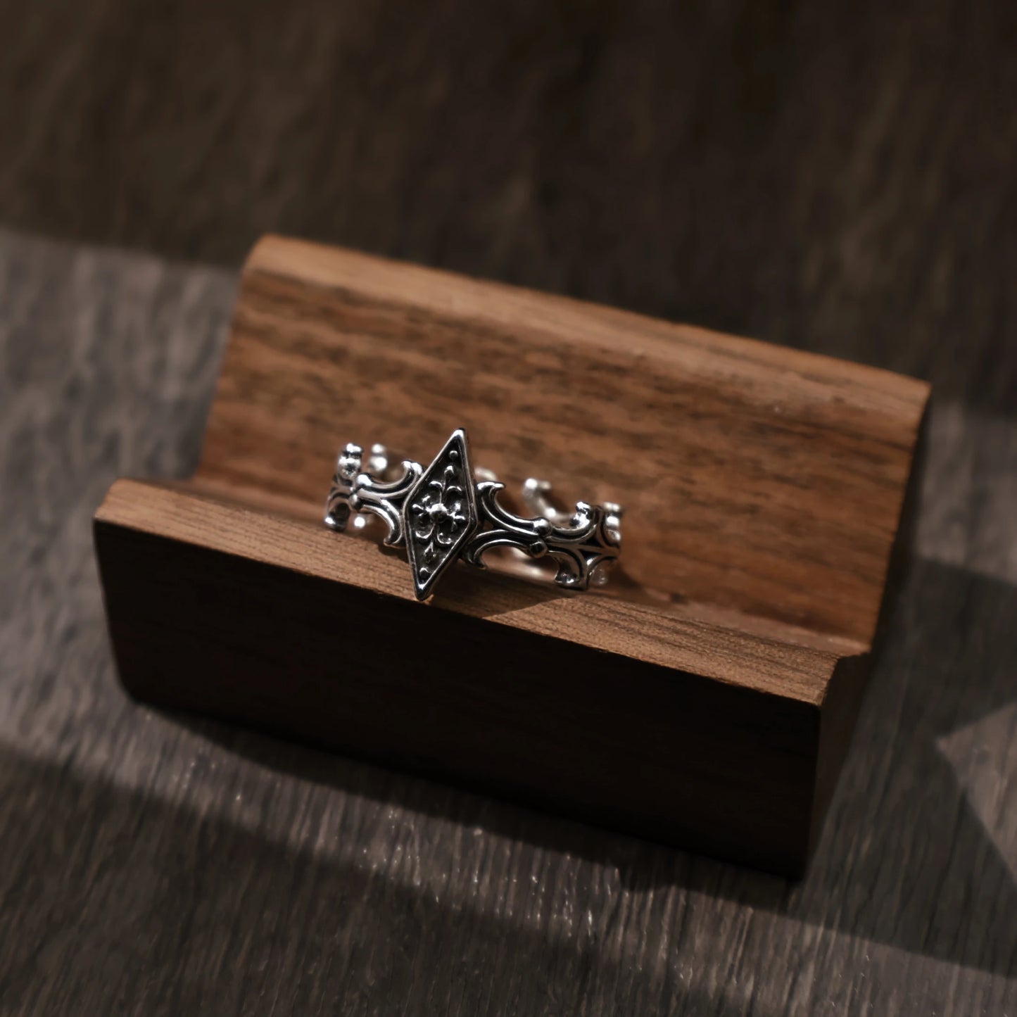 Retro Iris Cross Rhombus Adjustable Open Ring For Men Silver-plated Copper Gothic Punk Edgy Jewelry Unisex Accessories Cool Gift