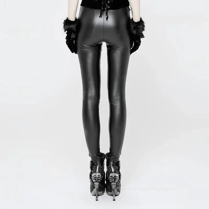 PUNK RAVE Gothic Elastic Waistband Flowers Embroidery Leather Leggings Vintage Embossed Mesh Coven Couture Collective