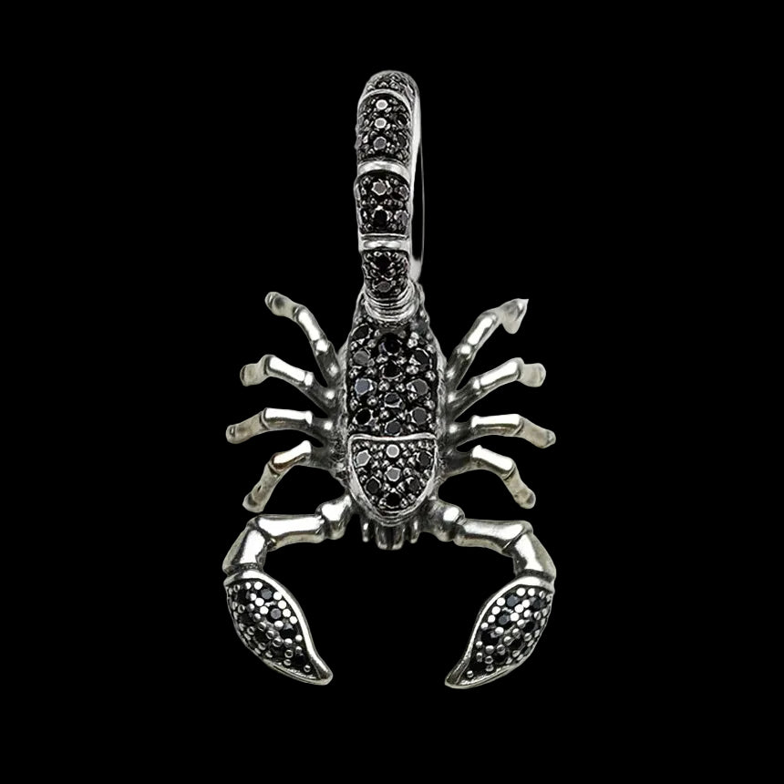 925 Sterling Silver Scorpion Pendant Jewellery for Women And Men Fashion Punk Style Black Zircon Accessory for Rebels