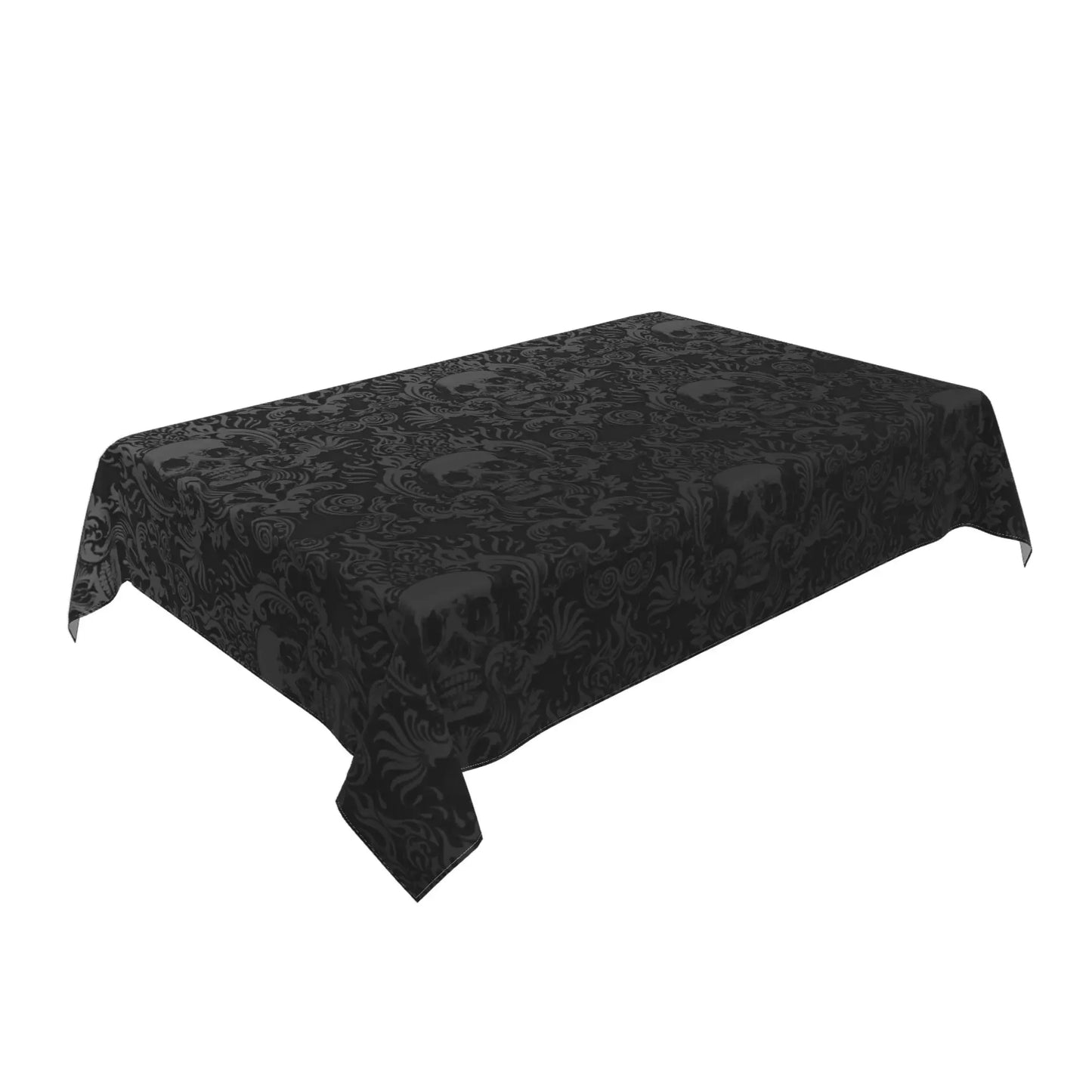 Gothic Skull Flower Black Rectangle Tablecloth Washable Polyester Table Cloth Cover for Kitchen Party Picnic Dining Decor