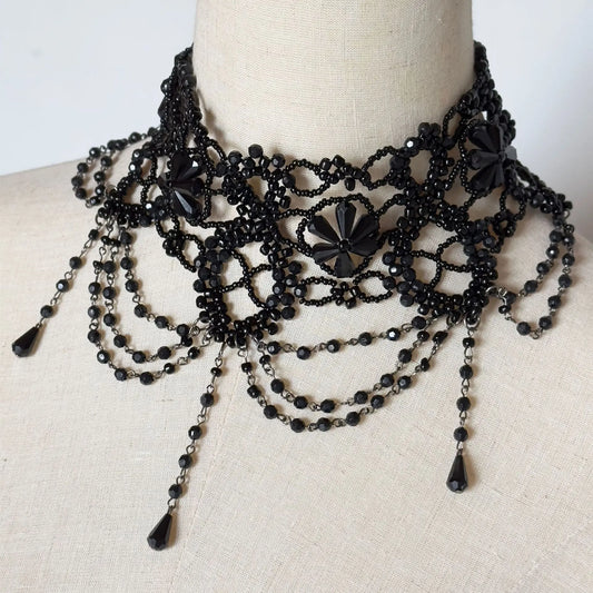 Gothic Victorian Handmade Necklace For Women Girls Boho Tassel Sexy Downton Abbey Choker Punk Dark Loli Style Halloween Jewelry