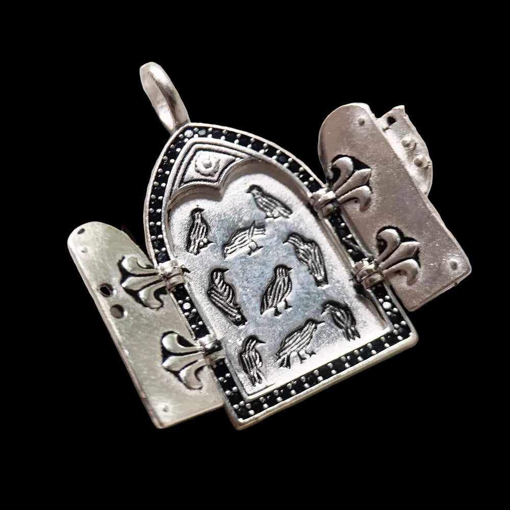 Vintage Crow Window Pendant 925 Sterling Silver Fashion Jewelry for Women & Men Spring Rebel Street Style with Zircon Details
