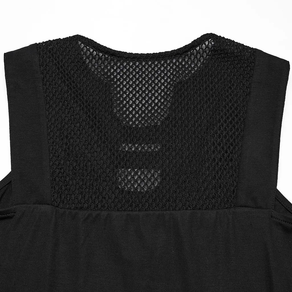 PUNK RAVE Women's Cyberpunk Triangle 3D Armor Patch Avant-garde Vest Future Sense Simple Sleeveless Cool Handsome Dark Tees Coven Couture Collective