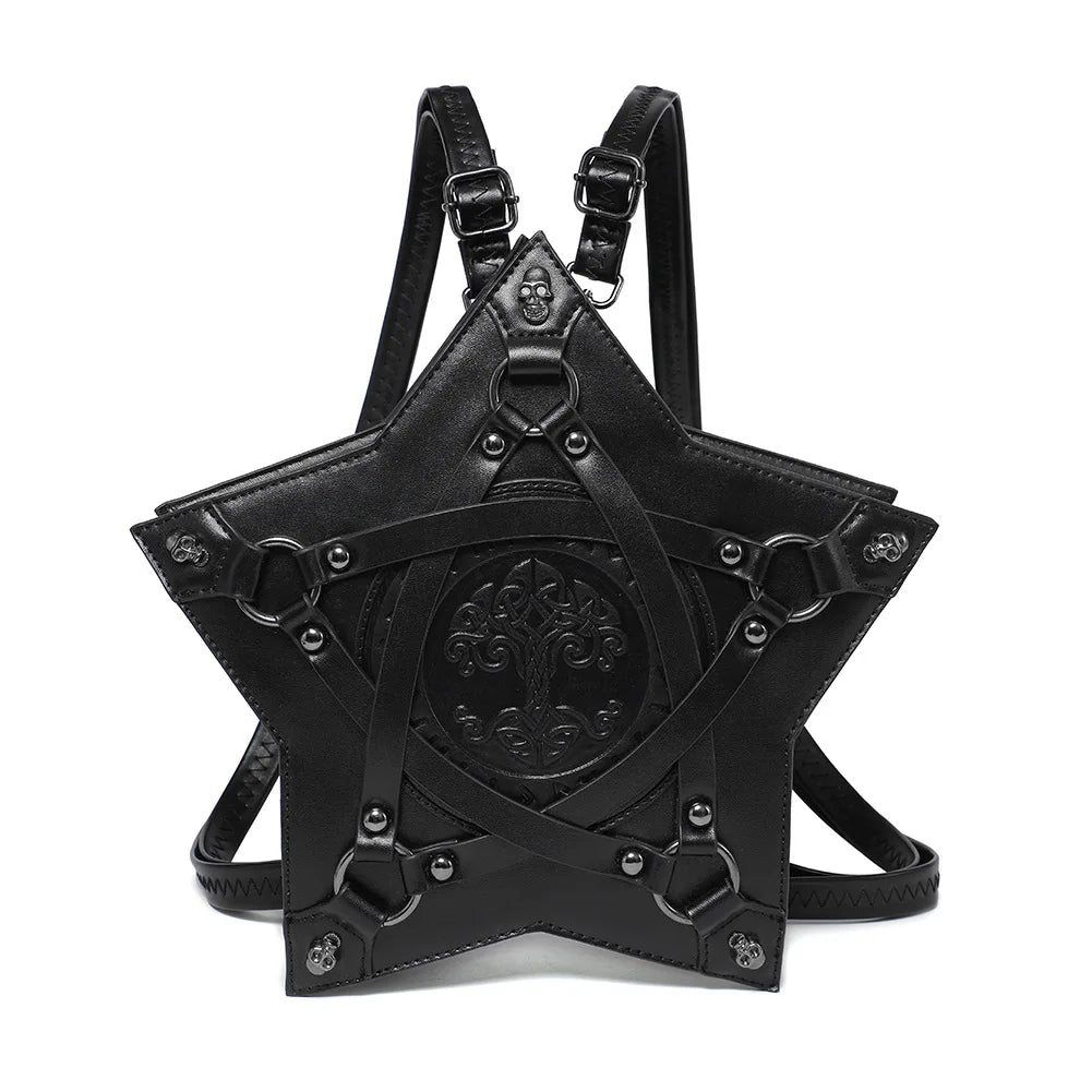Gothic Black Pentagram Crossbody Bag Multifunctional Unisex Punk Halloween Cosplay Handbag Fashion Retro Accessories For Adult
