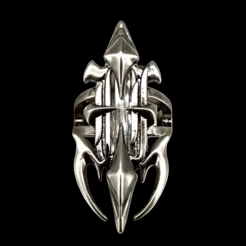 Gothic Cross Chain Jewellery Set for Women Men, Punk Statement Necklaces Rings Accessories, Edgy Party Jewellery Collection