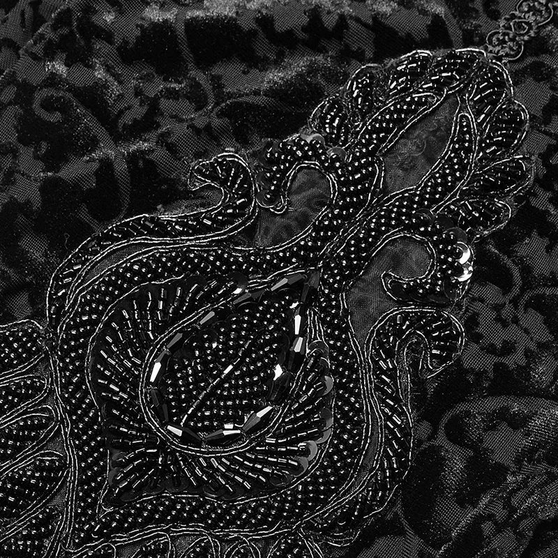 PUNK RAVE Women's Gothic Palace Retro Burn Out Flower Leggings Daily Wear Adjustable Elastic Band Skinny Delicate Pencil Pants