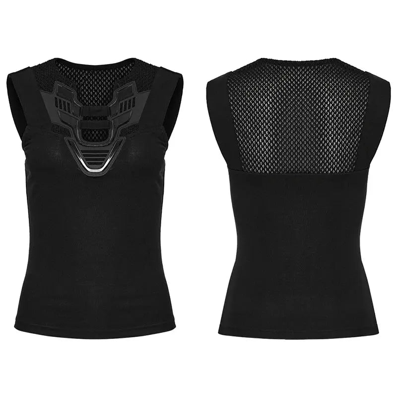PUNK RAVE Women's Cyberpunk Triangle 3D Armor Patch Avant-garde Vest Future Sense Simple Sleeveless Cool Handsome Dark Tees Coven Couture Collective