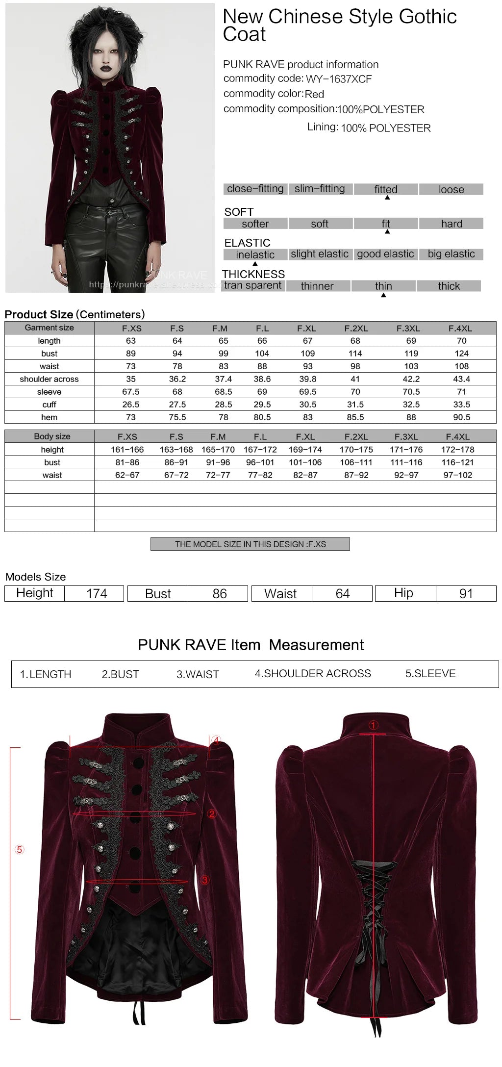 PUNK RAVE Women's Wasteland Punk Splicing Pure Color Knitted Decayed Coat Loose Long Trench Jaket Design Tops Two Colors