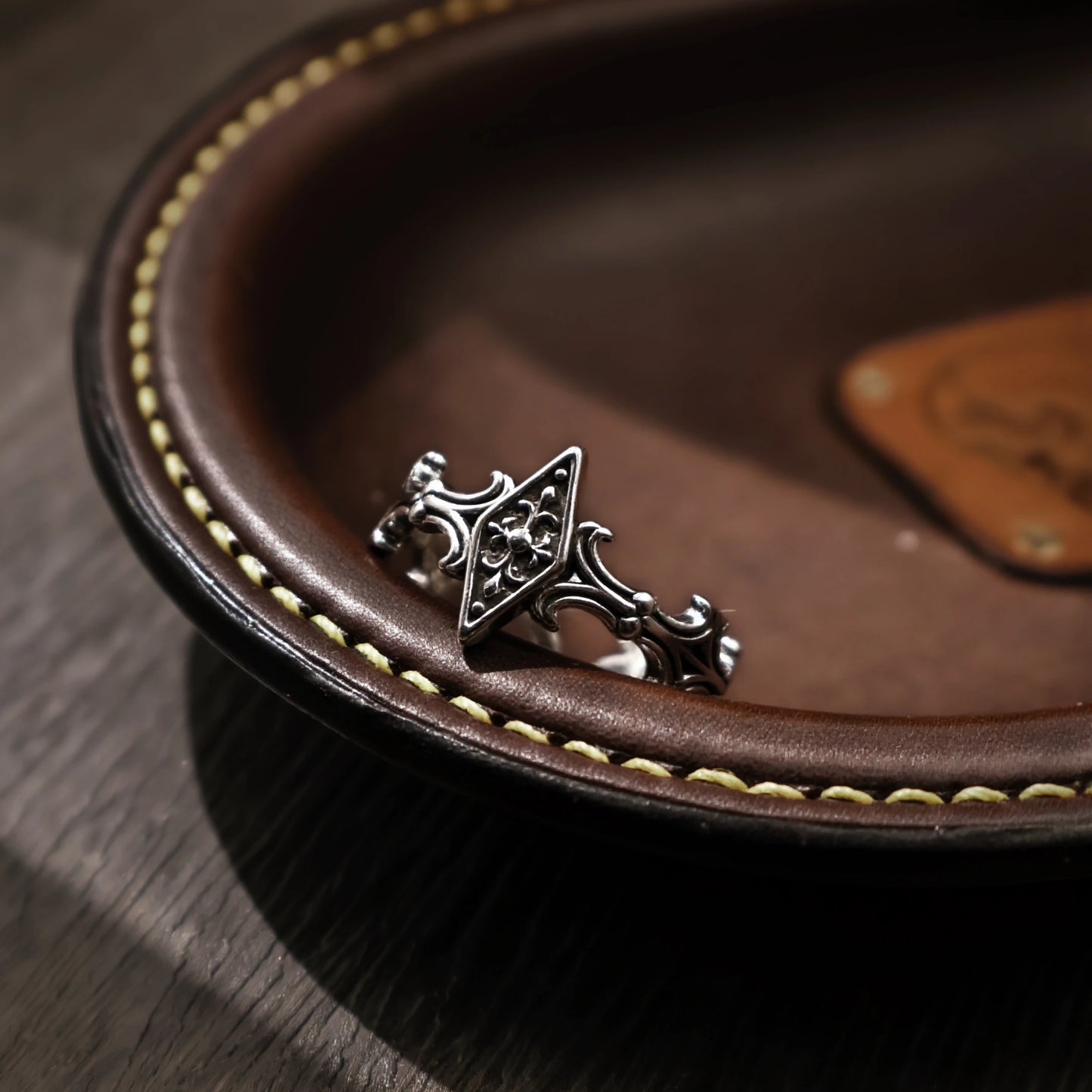 Retro Iris Cross Rhombus Adjustable Open Ring For Men Silver-plated Copper Gothic Punk Edgy Jewelry Unisex Accessories Cool Gift