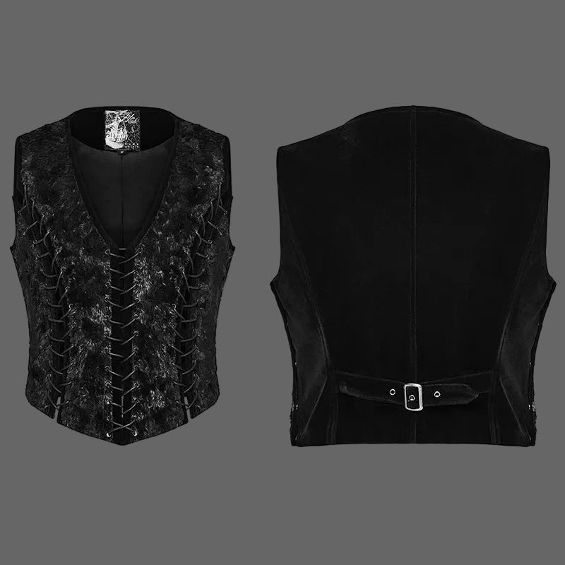 PUNK RAVE Men's Gothic Gorgeous Nobility Gentleman's Luxurious Vest Metal  Eyelet Drawstrings Waistcoat Tops Men Clothing Coven Couture Collective