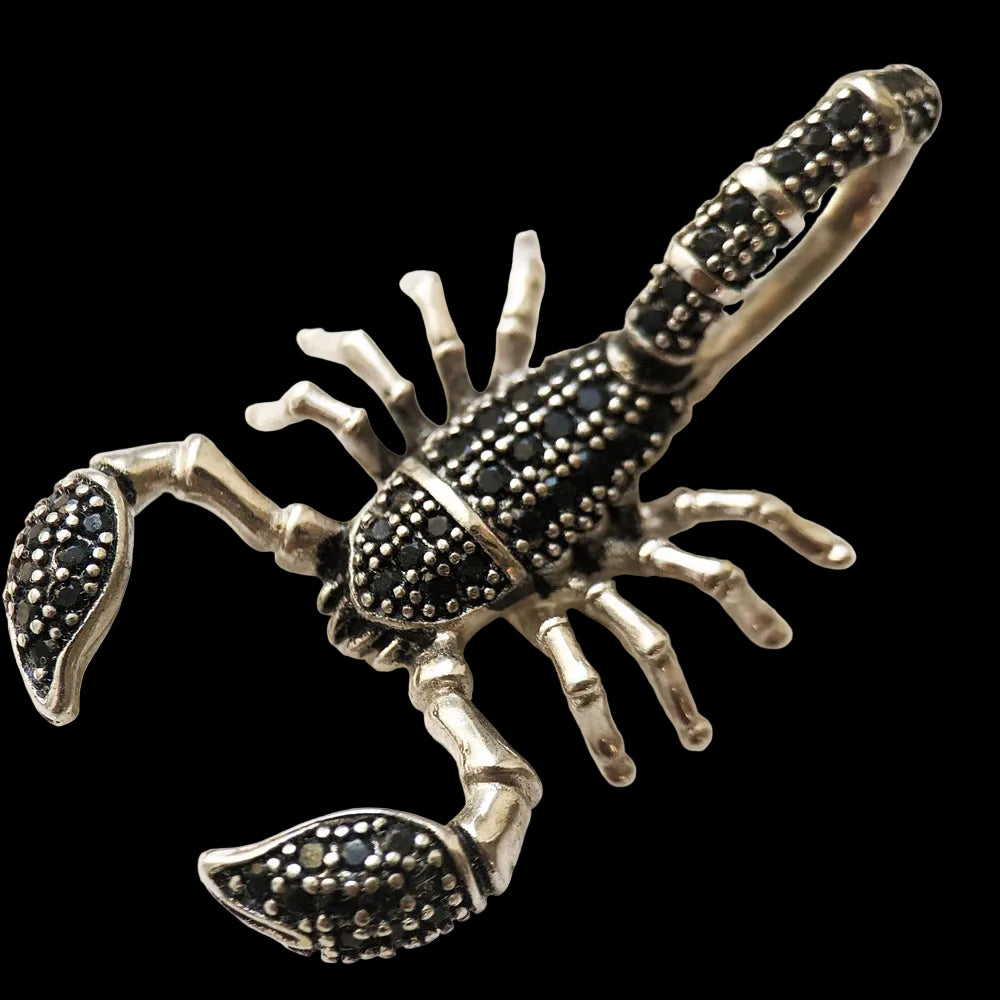 925 Sterling Silver Scorpion Pendant Jewellery for Women And Men Fashion Punk Style Black Zircon Accessory for Rebels