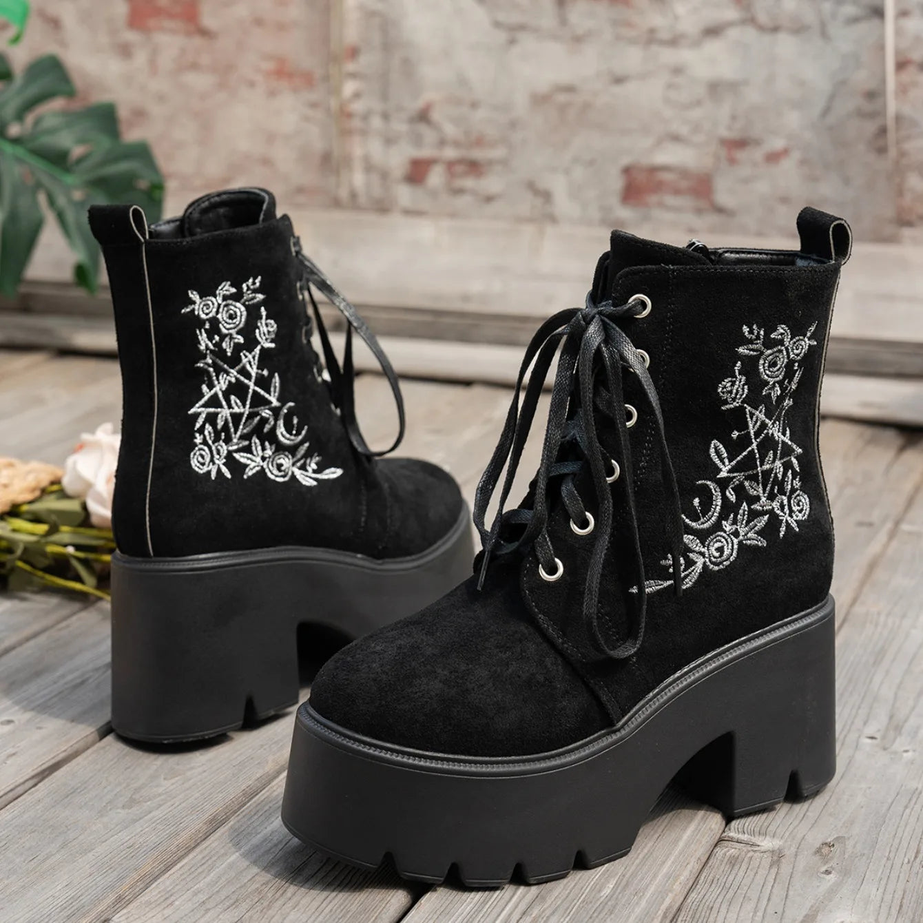 Punk Goth Women Motorcycle Boots Outdoor Platform High Heels Shoes Woman 2025 New Brand Luxury Fashion Designer Boots Women Coven Couture Collective