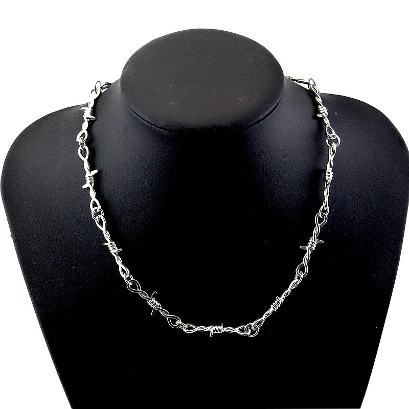 Wire Thorns Iron Unisex Necklaces Women Hip-hop Gothic Punk Style Barbed Wire Small Thorn Chain Collar Choker Jewelry Gift