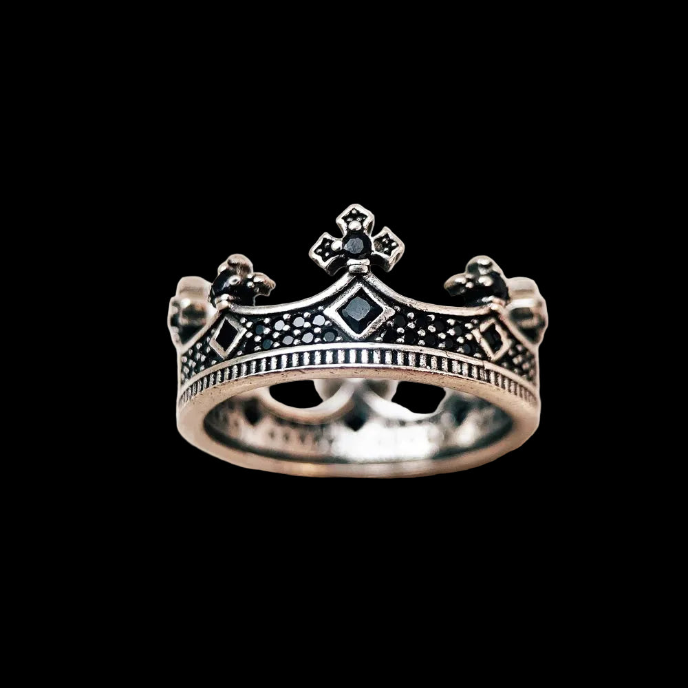 Victorian Crown Ring 925 Sterling Silver Vintage Style Jewellery for Women Men New Kings Pure Silver Gift with Prong Setting