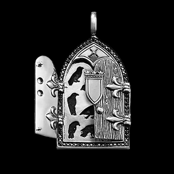 Vintage Crow Window Pendant 925 Sterling Silver Fashion Jewelry for Women & Men Spring Rebel Street Style with Zircon Details