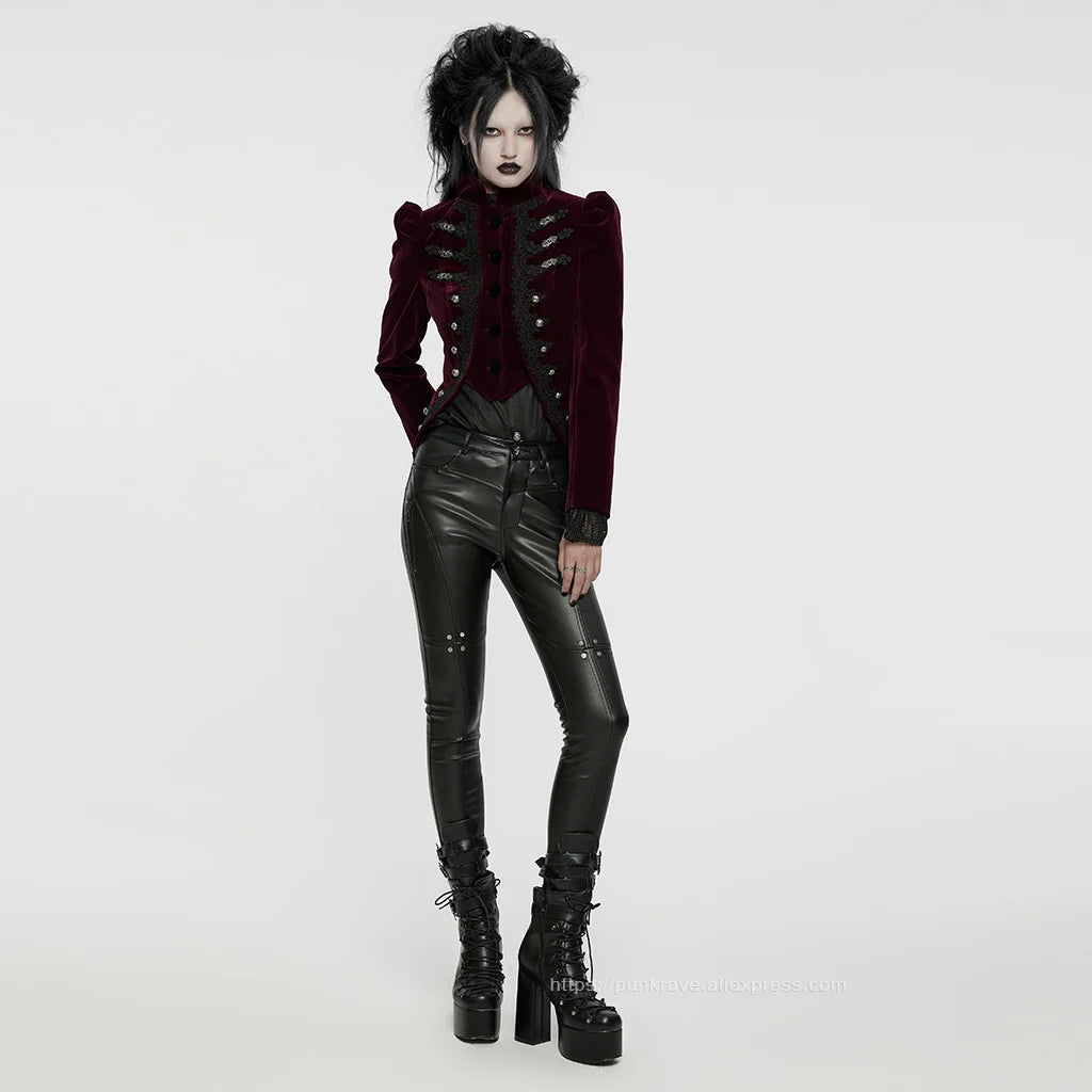 PUNK RAVE Women's Wasteland Punk Splicing Pure Color Knitted Decayed Coat Loose Long Trench Jaket Design Tops Two Colors