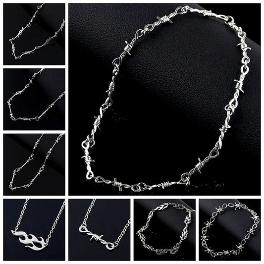 Wire Thorns Iron Unisex Necklaces Women Hip-hop Gothic Punk Style Barbed Wire Small Thorn Chain Collar Choker Jewelry Gift