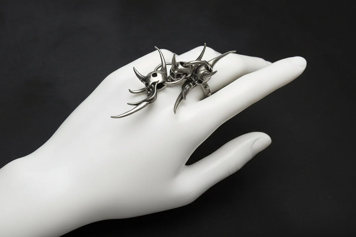 Gothic Cross Chain Jewellery Set for Women Men, Punk Statement Necklaces Rings Accessories, Edgy Party Jewellery Collection