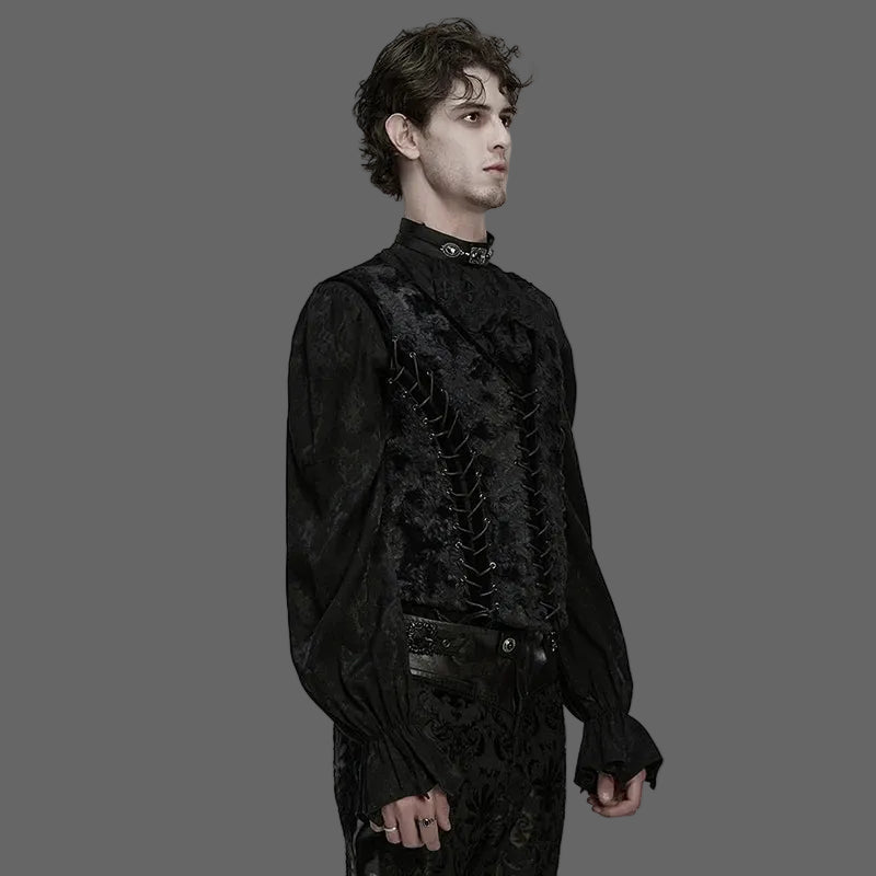 PUNK RAVE Men's Gothic Gorgeous Nobility Gentleman's Luxurious Vest Metal  Eyelet Drawstrings Waistcoat Tops Men Clothing Coven Couture Collective