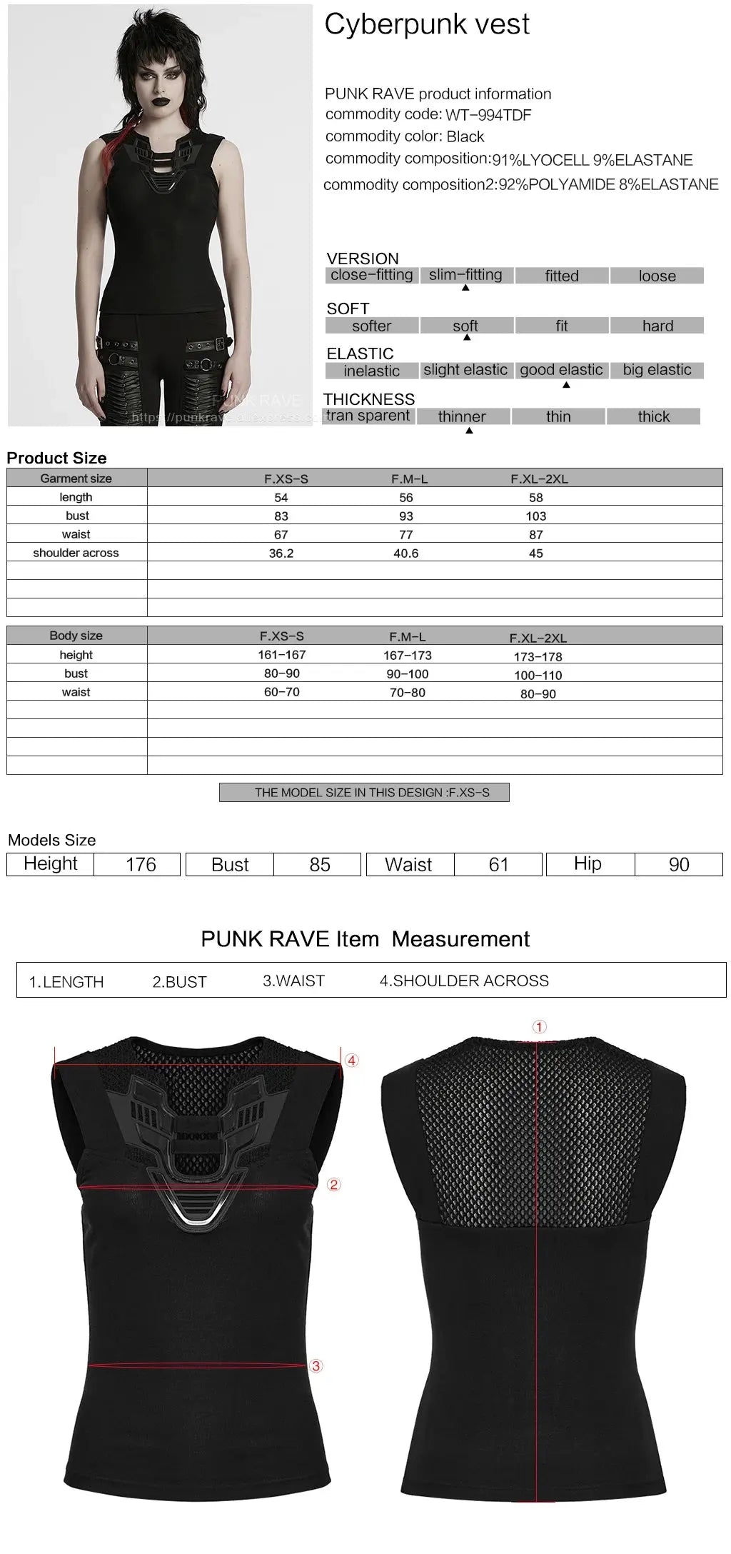 PUNK RAVE Women's Cyberpunk Triangle 3D Armor Patch Avant-garde Vest Future Sense Simple Sleeveless Cool Handsome Dark Tees Coven Couture Collective