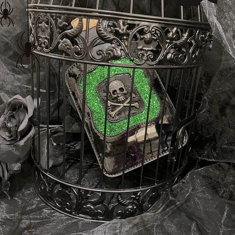 Gothic Kitsch Poison Bottle Shaped Handbag and Purse for Women Dark Lolita Skull Decoration Punk Goth Style Girls Shoulder Bags