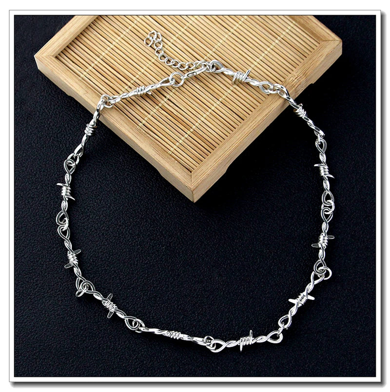 Wire Thorns Iron Unisex Necklaces Women Hip-hop Gothic Punk Style Barbed Wire Small Thorn Chain Collar Choker Jewelry Gift