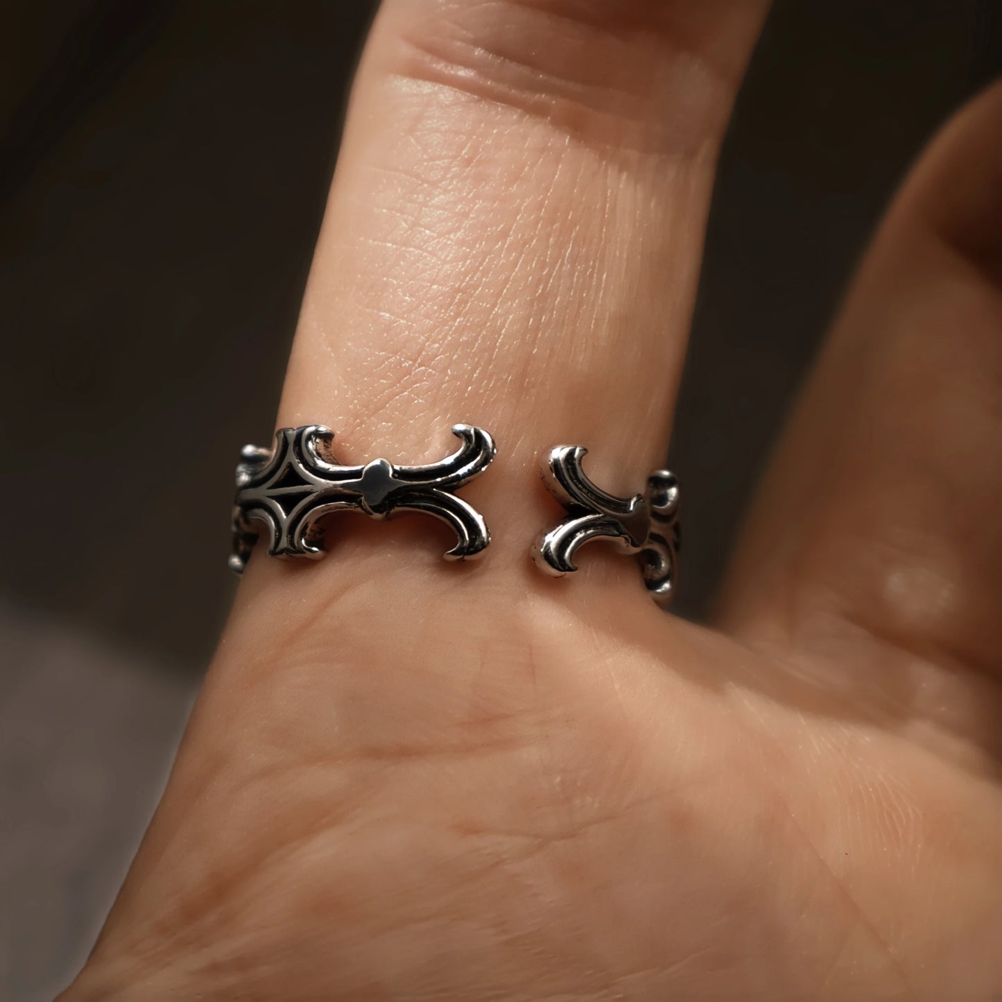 Retro Iris Cross Rhombus Adjustable Open Ring For Men Silver-plated Copper Gothic Punk Edgy Jewelry Unisex Accessories Cool Gift