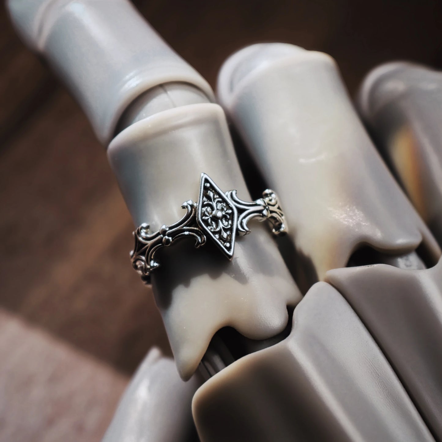 Retro Iris Cross Rhombus Adjustable Open Ring For Men Silver-plated Copper Gothic Punk Edgy Jewelry Unisex Accessories Cool Gift