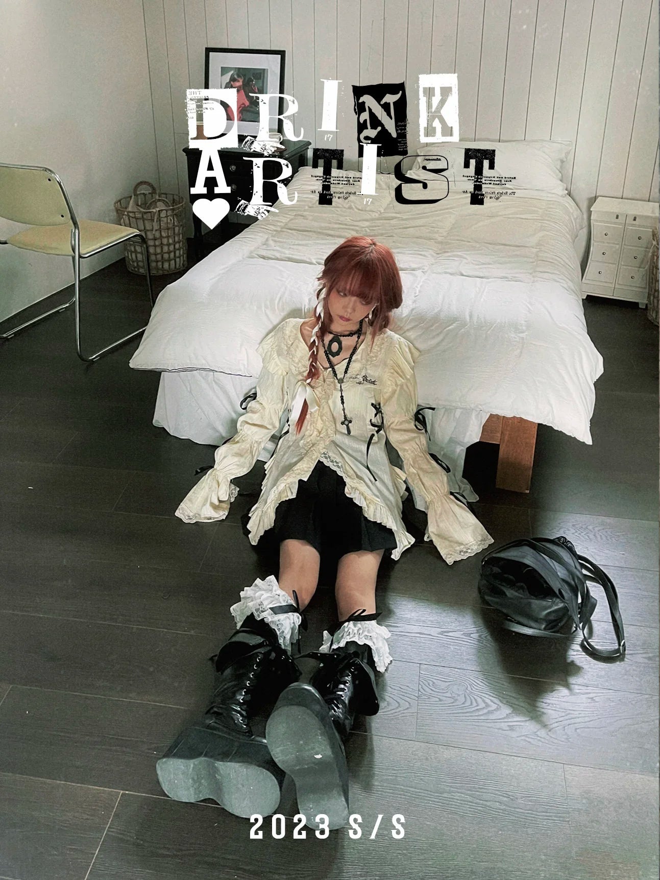 Karrram Y2k Aesthetics Lace Shirt Grunge Gothic Irregular Blouses Fairy Harajuku Bandage Shirt Vintage Lolita Clothes Mall Goth