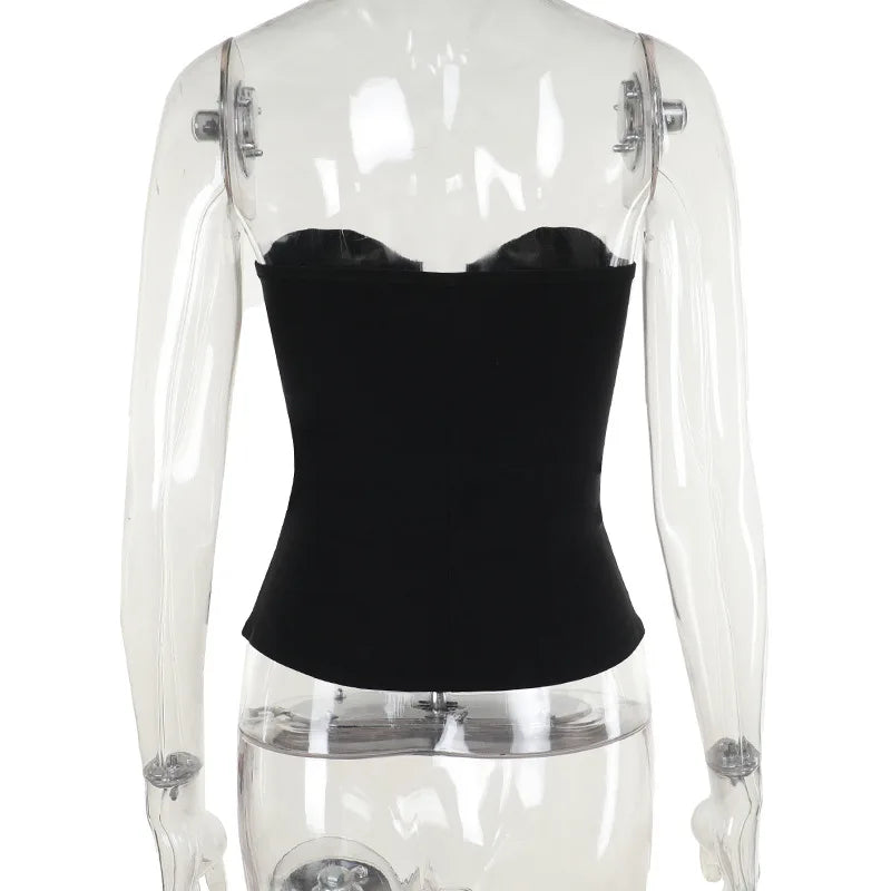 Goth Dark Punk Grunge Leather Buckle Strapless Corset Tops Mall Gothic Zip Women Tupe Top Y2K Coquette Streetwear Alt Tanks Vest