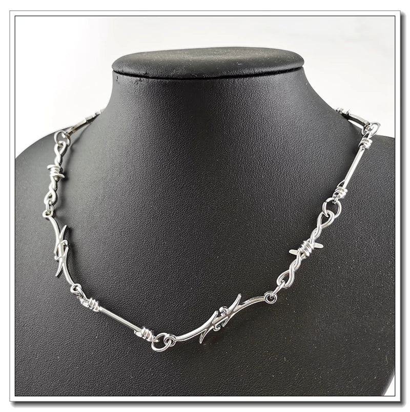Wire Thorns Iron Unisex Necklaces Women Hip-hop Gothic Punk Style Barbed Wire Small Thorn Chain Collar Choker Jewelry Gift