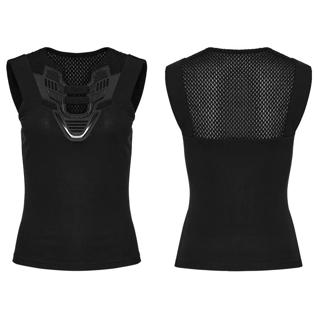 PUNK RAVE Women's Cyberpunk Triangle 3D Armor Patch Avant-garde Vest Future Sense Simple Sleeveless Cool Handsome Dark Tees Coven Couture Collective