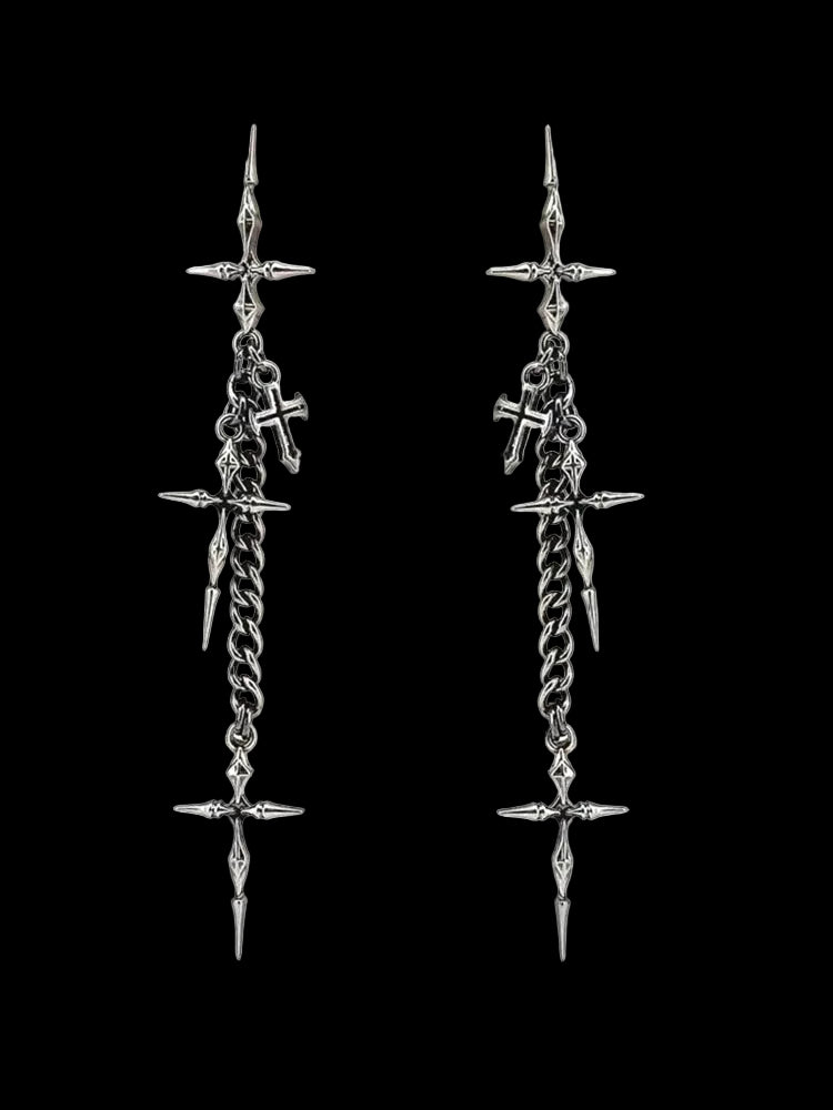 Gothic Cross Chain Jewellery Set for Women Men, Punk Statement Necklaces Rings Accessories, Edgy Party Jewellery Collection