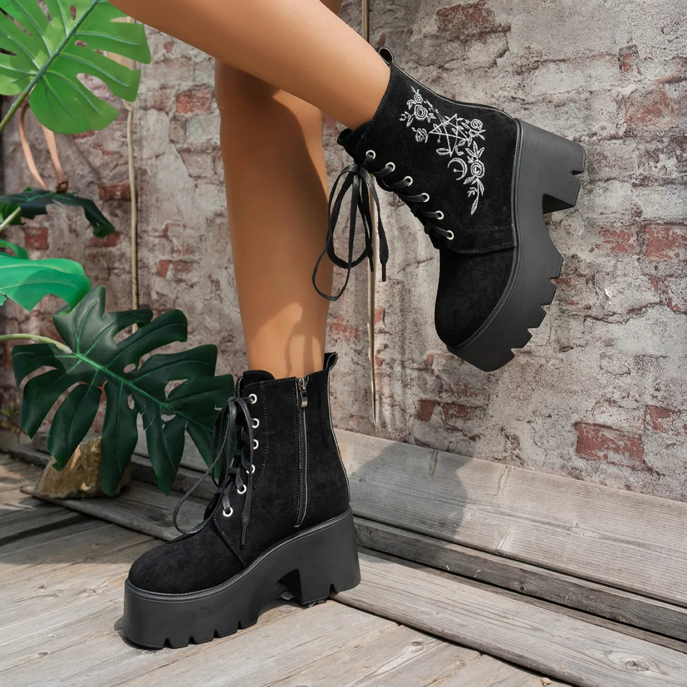 Punk Goth Women Motorcycle Boots Outdoor Platform High Heels Shoes Woman 2025 New Brand Luxury Fashion Designer Boots Women Coven Couture Collective