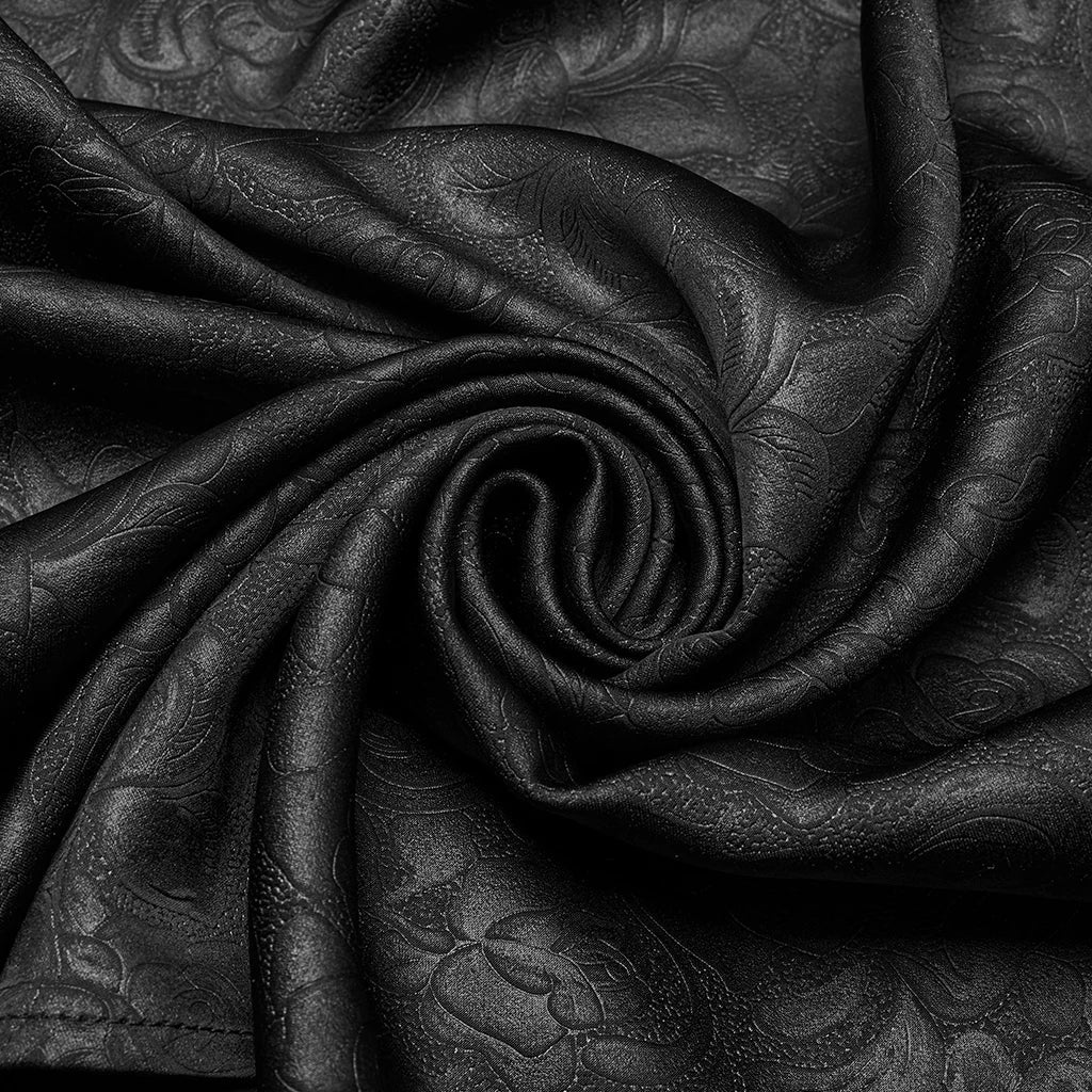 PUNK RAVE Men's Goth Stand Up Collar Dark Rose Patterned Shirt Elegant Lace Front Drawstring Design Exquisite Feeling Tops Coven Couture Collective