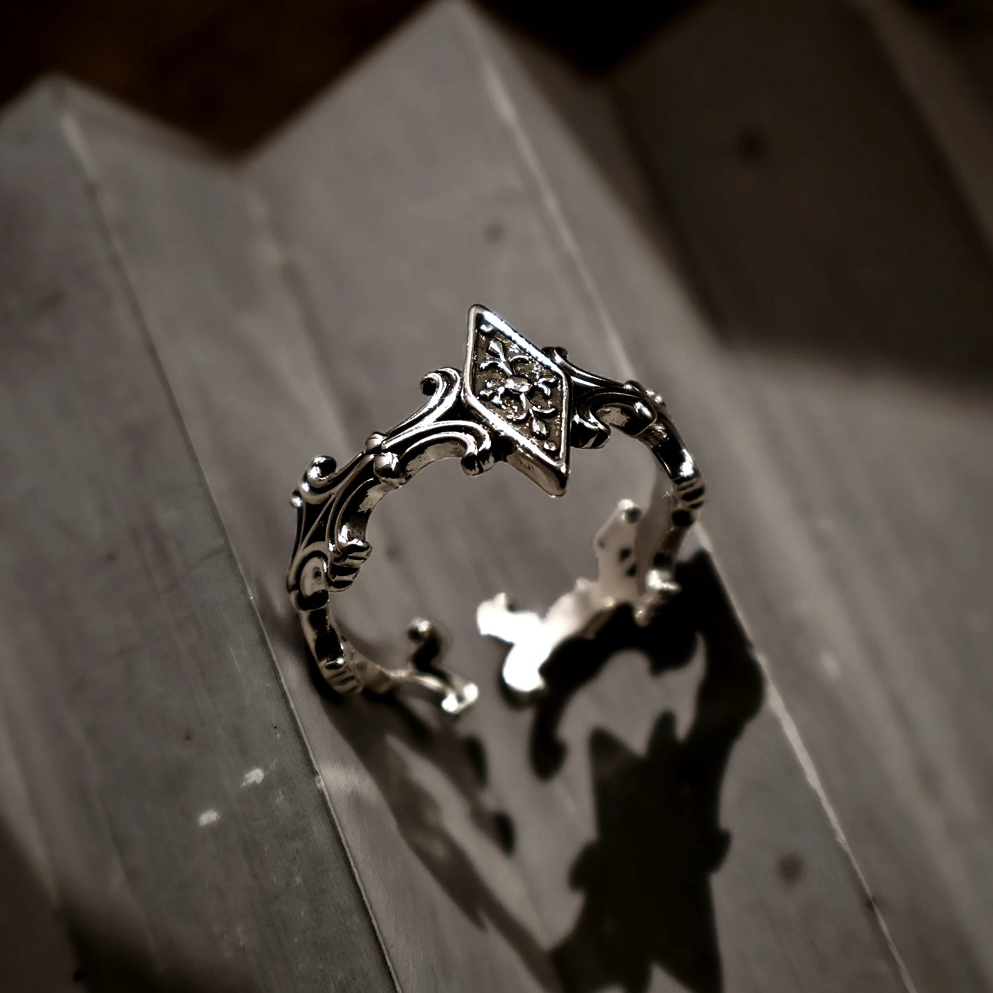 Retro Iris Cross Rhombus Adjustable Open Ring For Men Silver-plated Copper Gothic Punk Edgy Jewelry Unisex Accessories Cool Gift