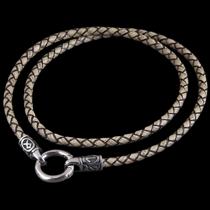 Nordic Viking Rune Pendant Necklace with Open round Clasp Stainless Steel Chain for Men Wood Box Included