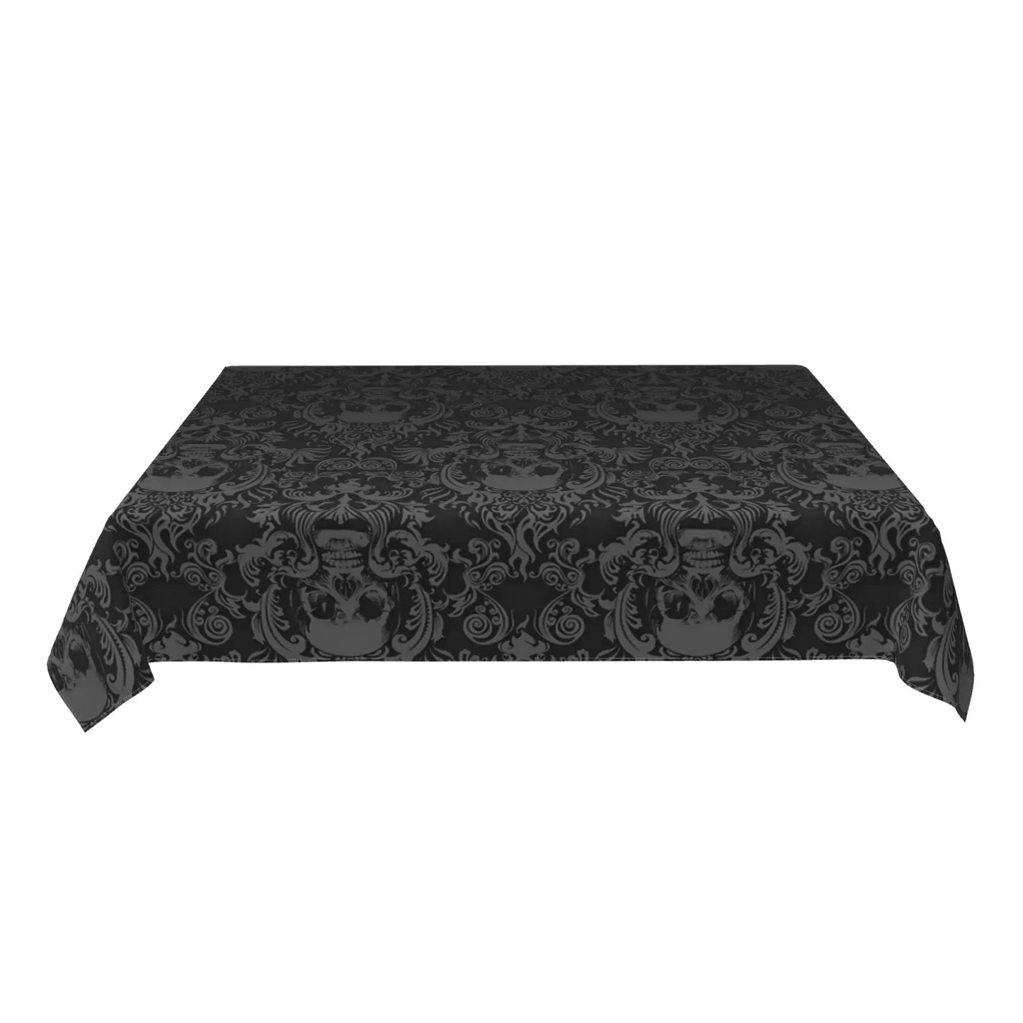 Gothic Skull Flower Black Rectangle Tablecloth Washable Polyester Table Cloth Cover for Kitchen Party Picnic Dining Decor