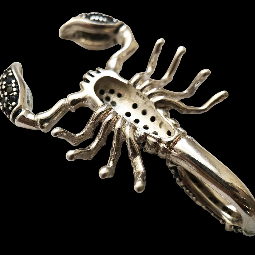925 Sterling Silver Scorpion Pendant Jewellery for Women And Men Fashion Punk Style Black Zircon Accessory for Rebels
