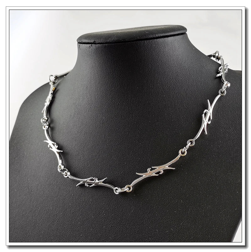 Wire Thorns Iron Unisex Necklaces Women Hip-hop Gothic Punk Style Barbed Wire Small Thorn Chain Collar Choker Jewelry Gift