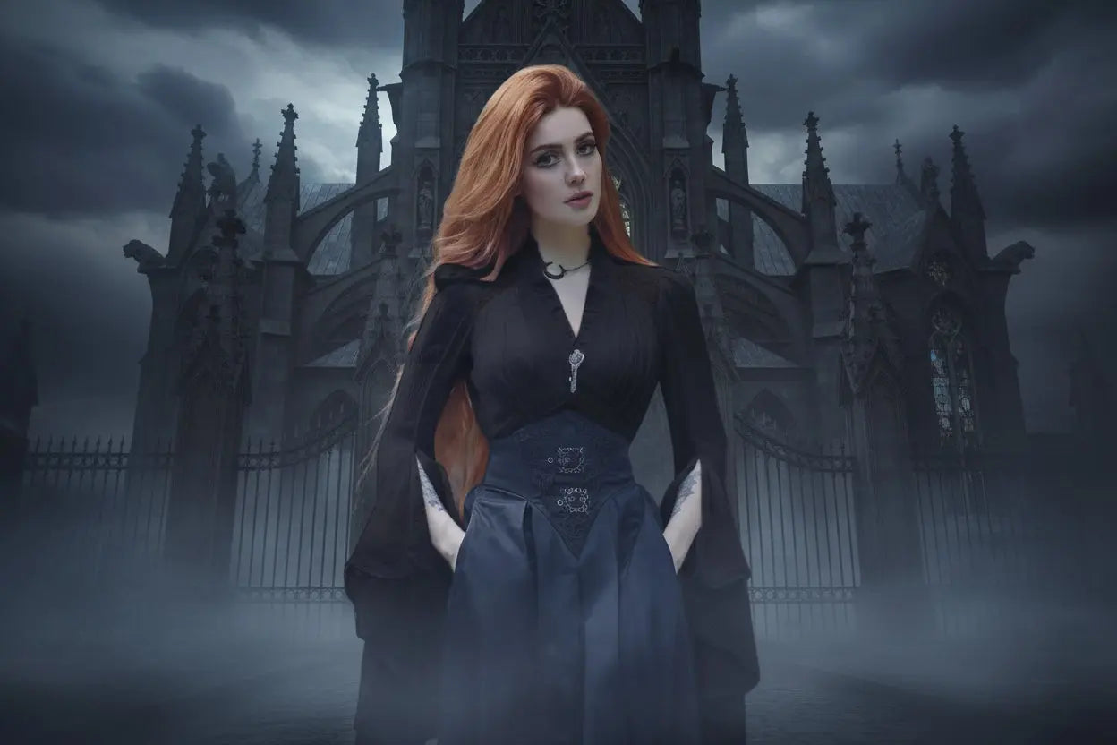 Goth Dark Vintage Fashion Blouses Shirts Women Batwing Sleeve Mall Gothic V-Neck Slim Shirts Tops Embellished Halloween Clothes Coven Couture Collective