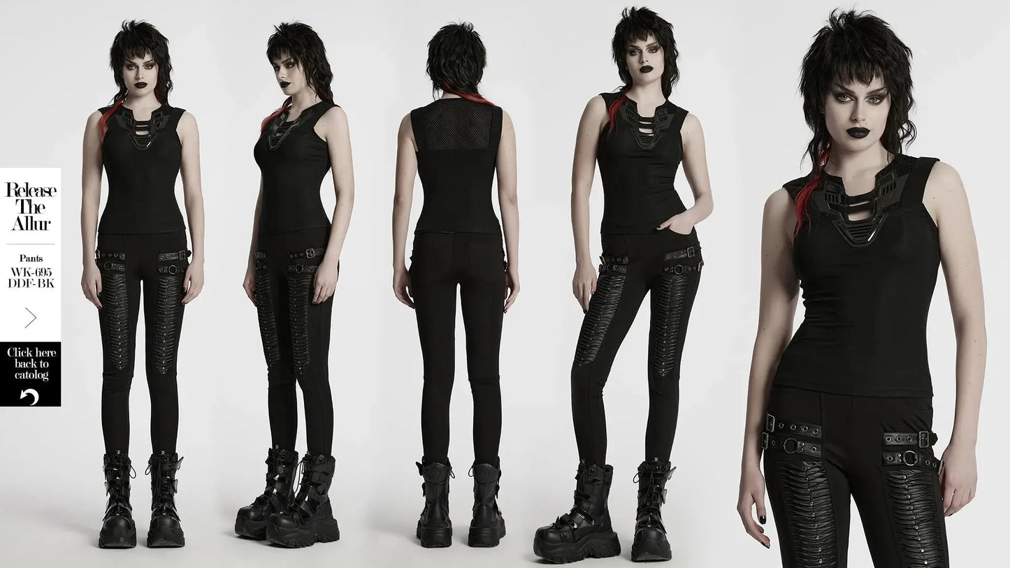 PUNK RAVE Women's Cyberpunk Triangle 3D Armor Patch Avant-garde Vest Future Sense Simple Sleeveless Cool Handsome Dark Tees Coven Couture Collective